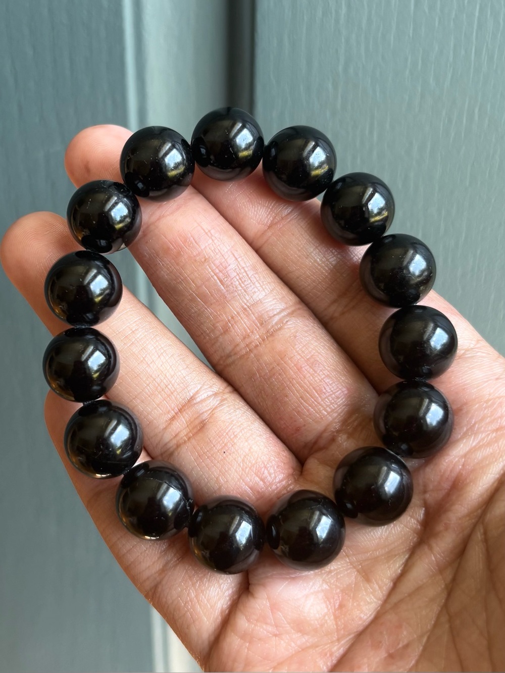 Black Tourmaline Crystal Bracelet 14mm
